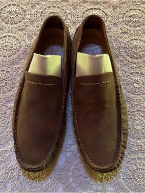 Treadlites by UGGS Loafers Driving Moccasins Brown Full-Grain Leather Men 10.5